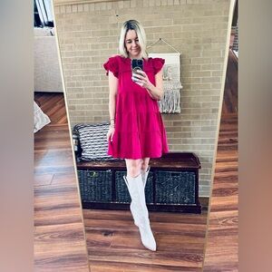 Entro Vibrant Pink Tiered Mini Dress